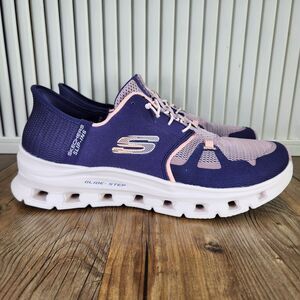 Skechers Women's Navy and Light Pink Athletic Slip-On Sneakers